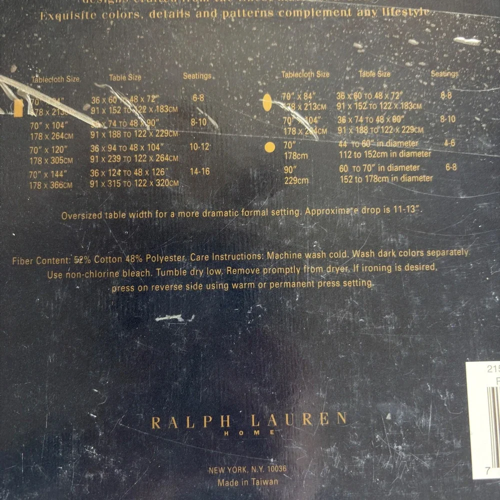 Ralph Lauren Tablecloth Home 70x104 White portrait Tuxedo Herringbone Oblong